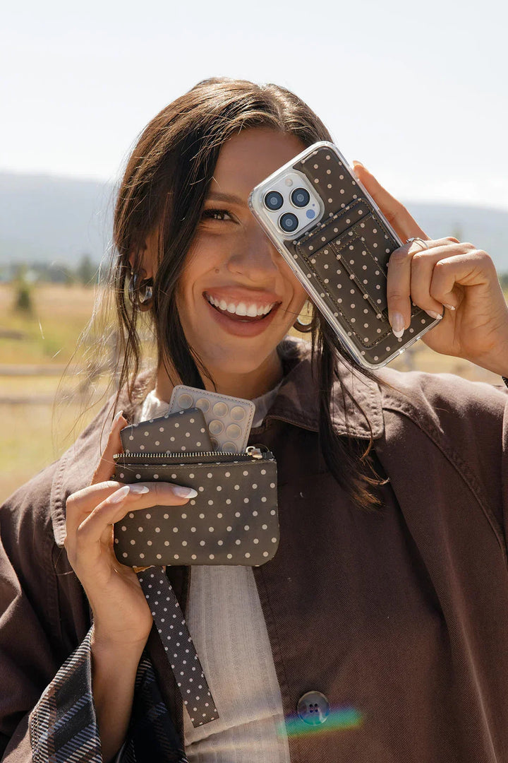 Cocoa Dot Zipper Pouch