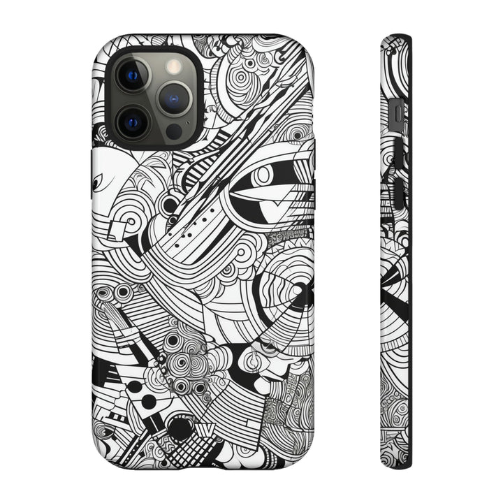 B&W ABSTRACT DOODLE | Tough Phone Case