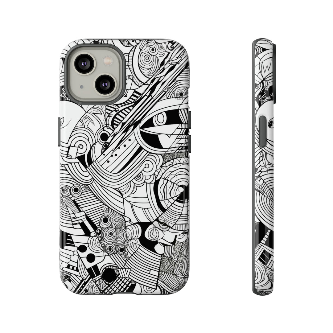 B&W ABSTRACT DOODLE | Tough Phone Case