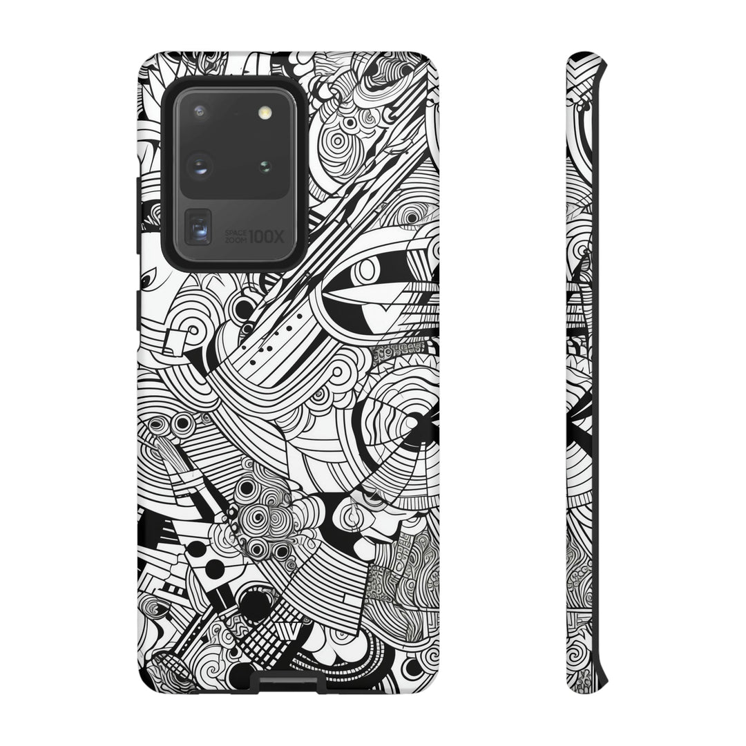 B&W ABSTRACT DOODLE | Tough Phone Case