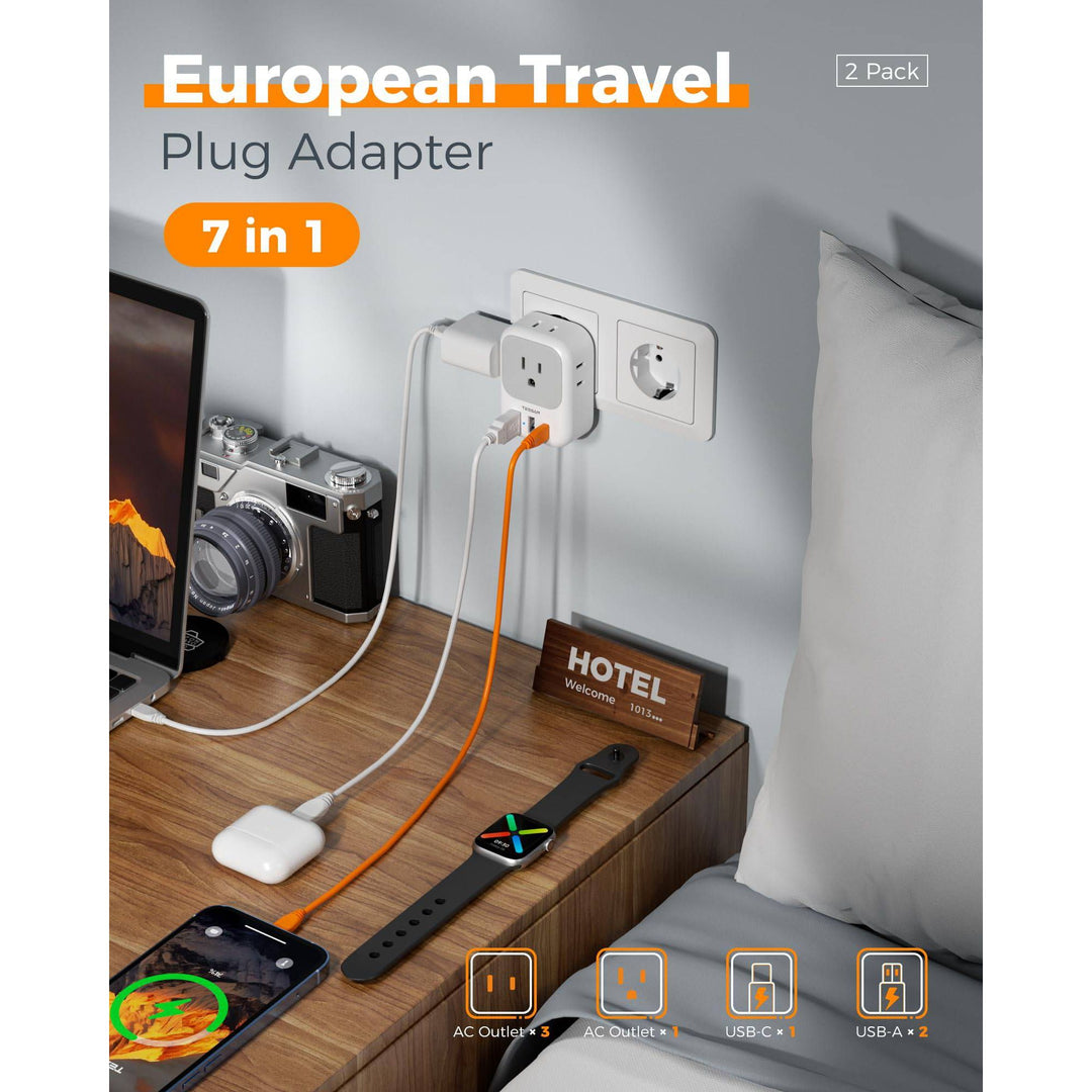 TESSAN Euro USB-C Travel Adapter Duo Pack - DOKUTRONIX