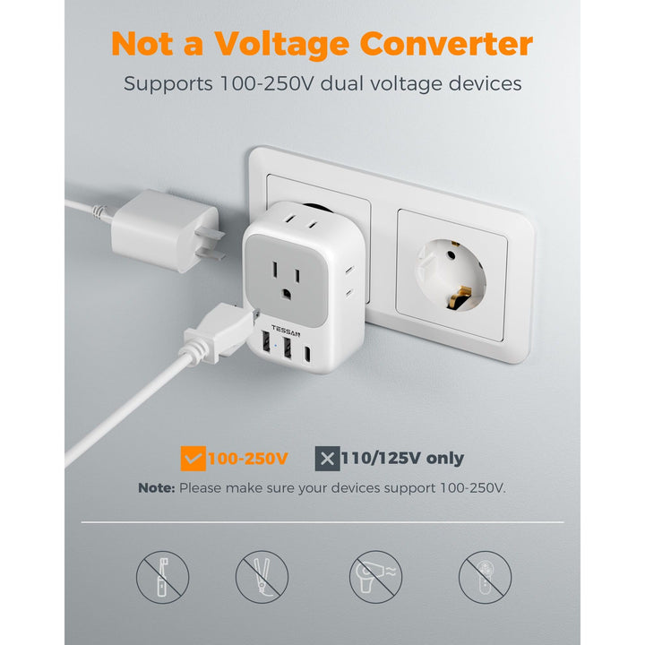 TESSAN Euro USB-C Travel Adapter Duo Pack - DOKUTRONIX