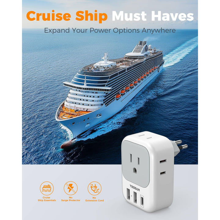TESSAN Euro USB-C Travel Adapter Duo Pack - DOKUTRONIX