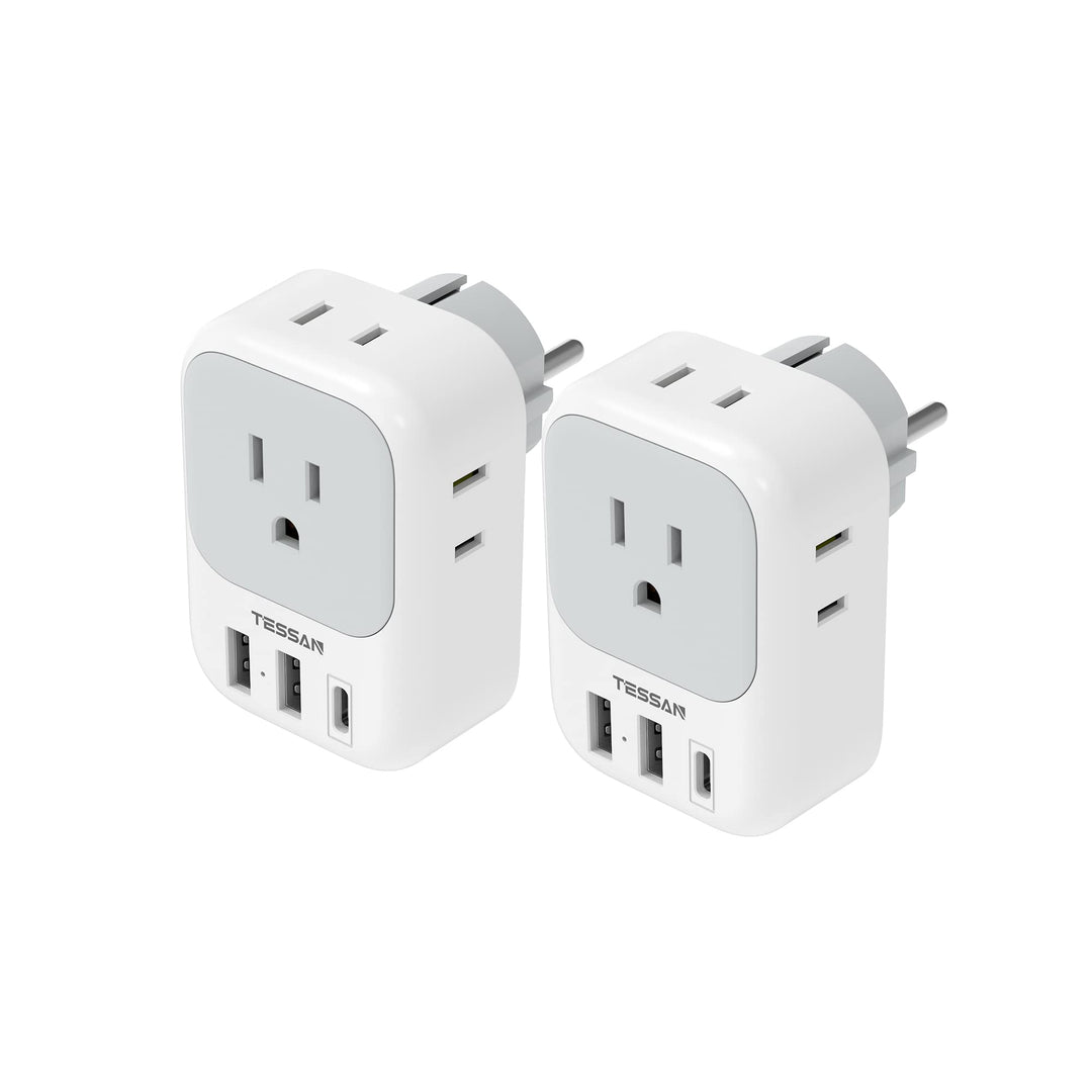 TESSAN Euro USB-C Travel Adapter Duo Pack - DOKUTRONIX