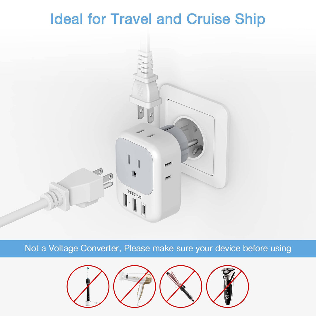 TESSAN Euro USB-C Travel Adapter Duo Pack - DOKUTRONIX