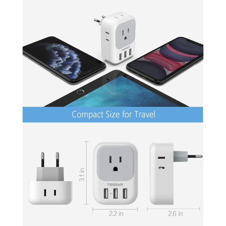 TESSAN Euro USB-C Travel Adapter Duo Pack - DOKUTRONIX