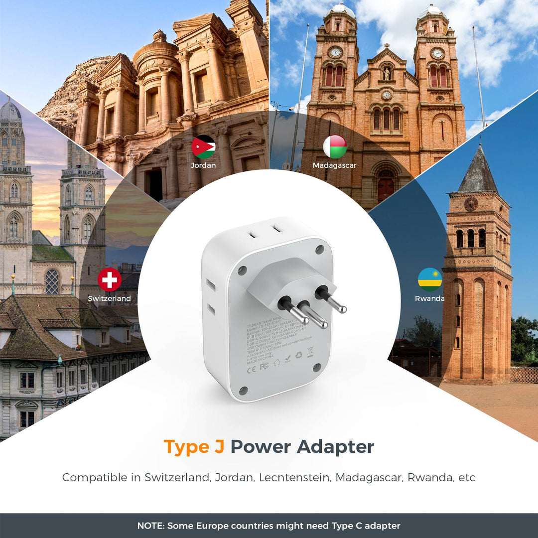 TESSAN Euro USB-C Travel Adapter Duo Pack - DOKUTRONIX