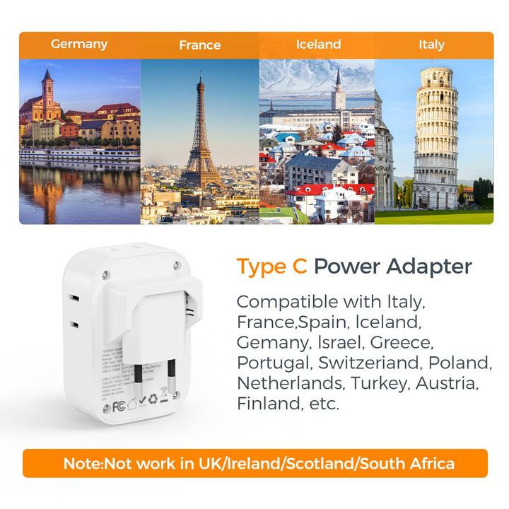 TESSAN Euro USB-C Travel Adapter Duo Pack - DOKUTRONIX