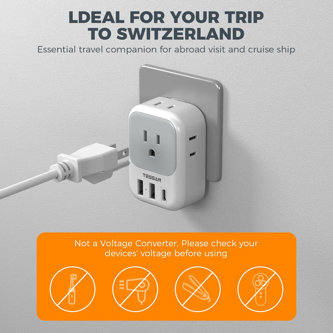 TESSAN Euro USB-C Travel Adapter Duo Pack - DOKUTRONIX