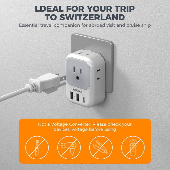 TESSAN Euro USB-C Travel Adapter Duo Pack - DOKUTRONIX