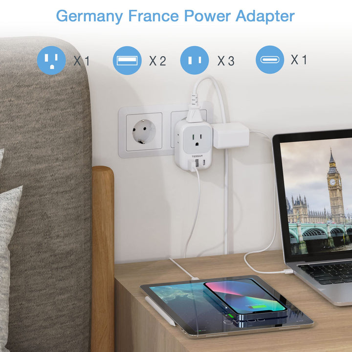 TESSAN Euro USB-C Travel Adapter Duo Pack - DOKUTRONIX