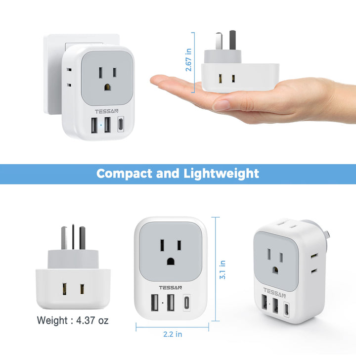 TESSAN Euro USB-C Travel Adapter Duo Pack - DOKUTRONIX
