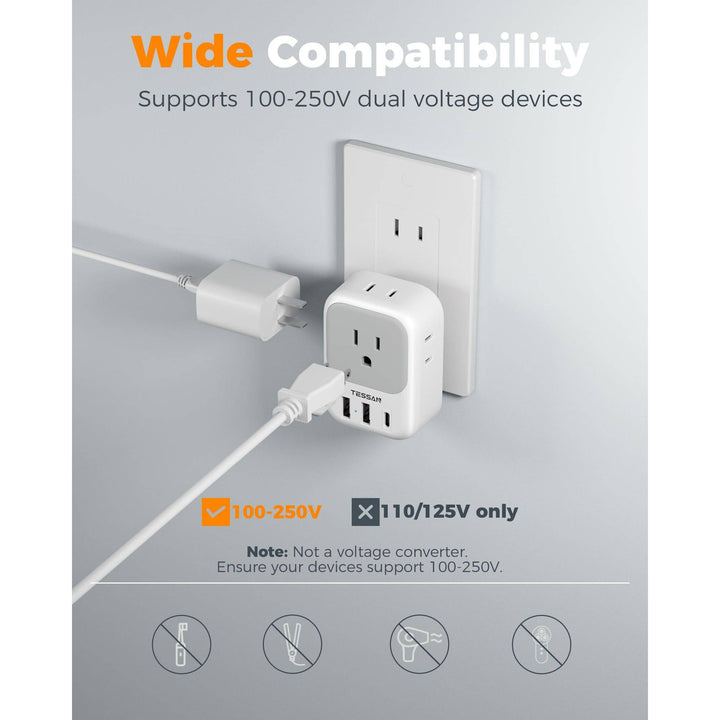 TESSAN Euro USB-C Travel Adapter Duo Pack - DOKUTRONIX