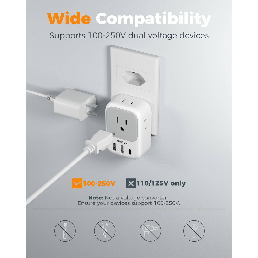 TESSAN Euro USB-C Travel Adapter Duo Pack - DOKUTRONIX