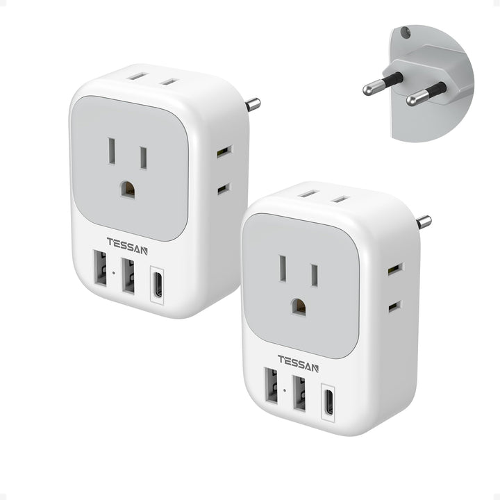 TESSAN Euro USB-C Travel Adapter Duo Pack - DOKUTRONIX