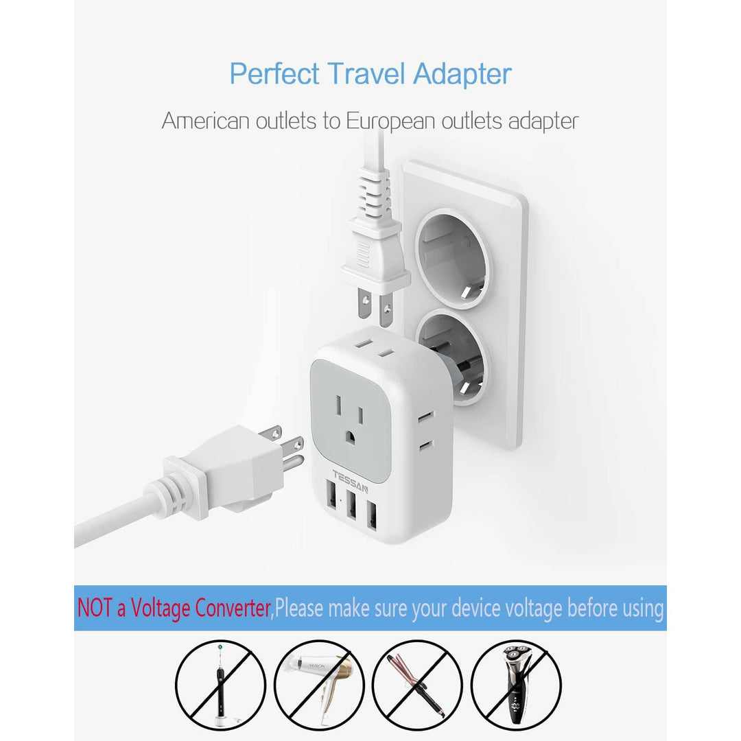 TESSAN Euro USB-C Travel Adapter Duo Pack - DOKUTRONIX