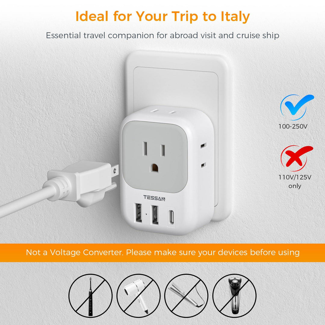 TESSAN Euro USB-C Travel Adapter Duo Pack - DOKUTRONIX