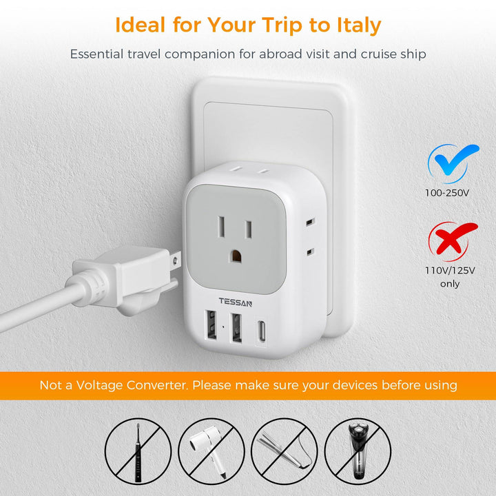 TESSAN Euro USB-C Travel Adapter Duo Pack - DOKUTRONIX