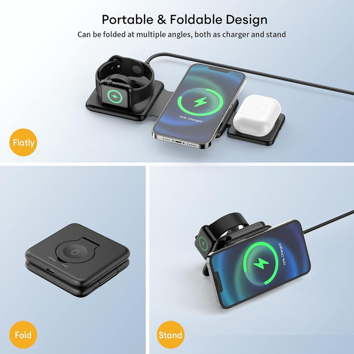 MagFold Trio: 3-in-1 Charging Hub - DOKUTRONIX