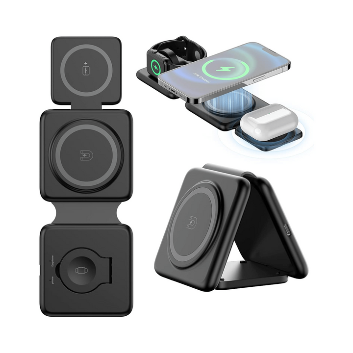 MagFold Trio: 3-in-1 Charging Hub - DOKUTRONIX