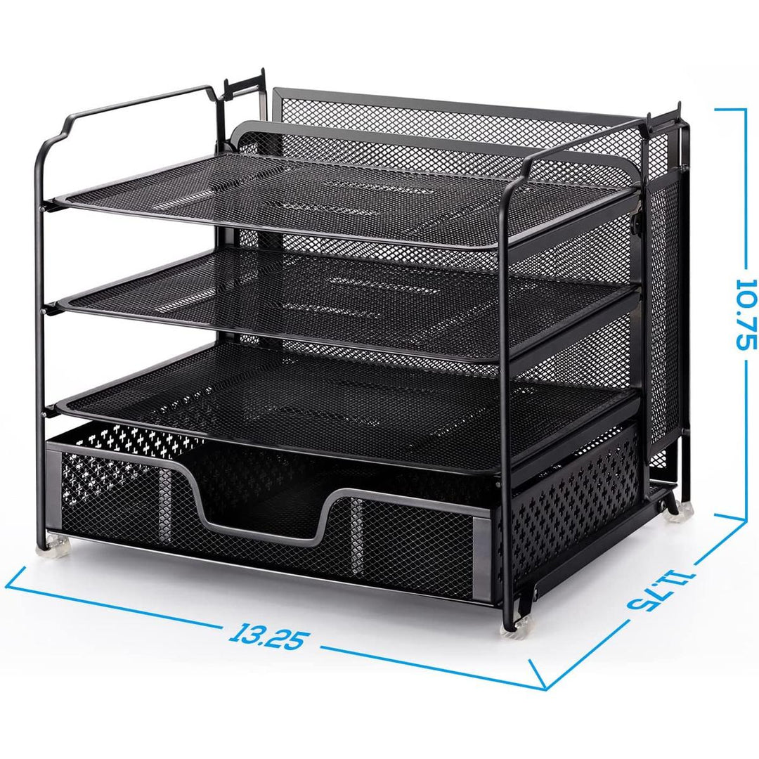 MeshMaster 4-Tray Desk Organizer with Drawer - DOKUTRONIX