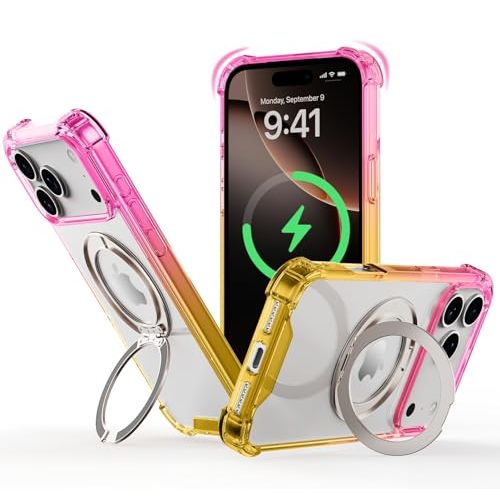 MagSafe Clear Ring Stand Case for iPhone 17 Pro Max – Blue/Purple