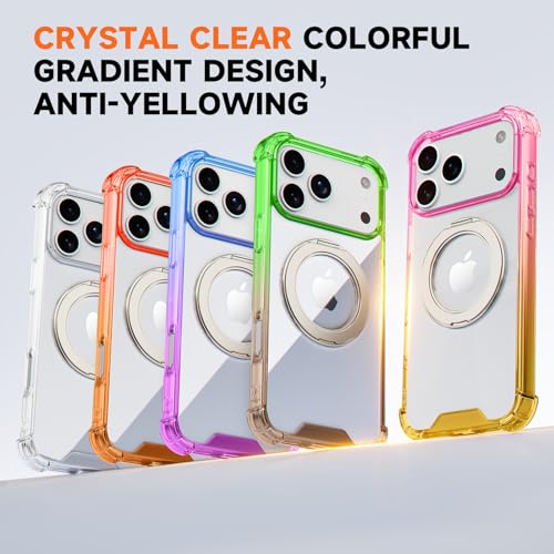 MagSafe Clear Ring Stand Case for iPhone 17 Pro Max – Blue/Purple