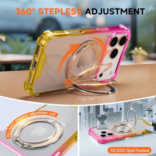 MagSafe Clear Ring Stand Case for iPhone 17 Pro Max – Blue/Purple