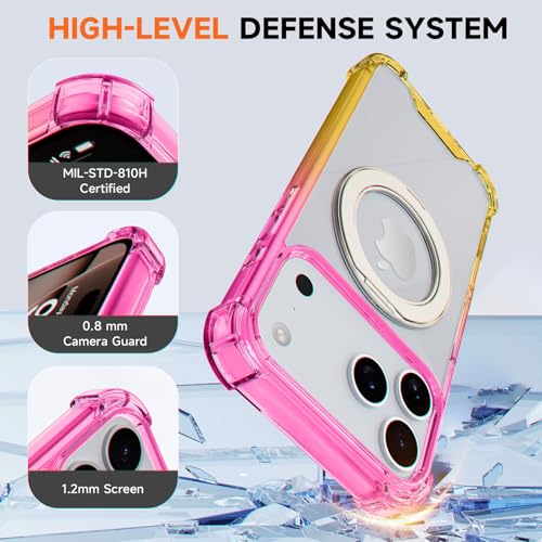 MagSafe Clear Ring Stand Case for iPhone 17 Pro Max – Blue/Purple