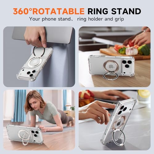 MagSafe Clear Ring Stand Case for iPhone 17 Pro Max – Blue/Purple