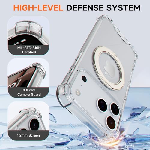 MagSafe Clear Ring Stand Case for iPhone 17 Pro Max – Blue/Purple