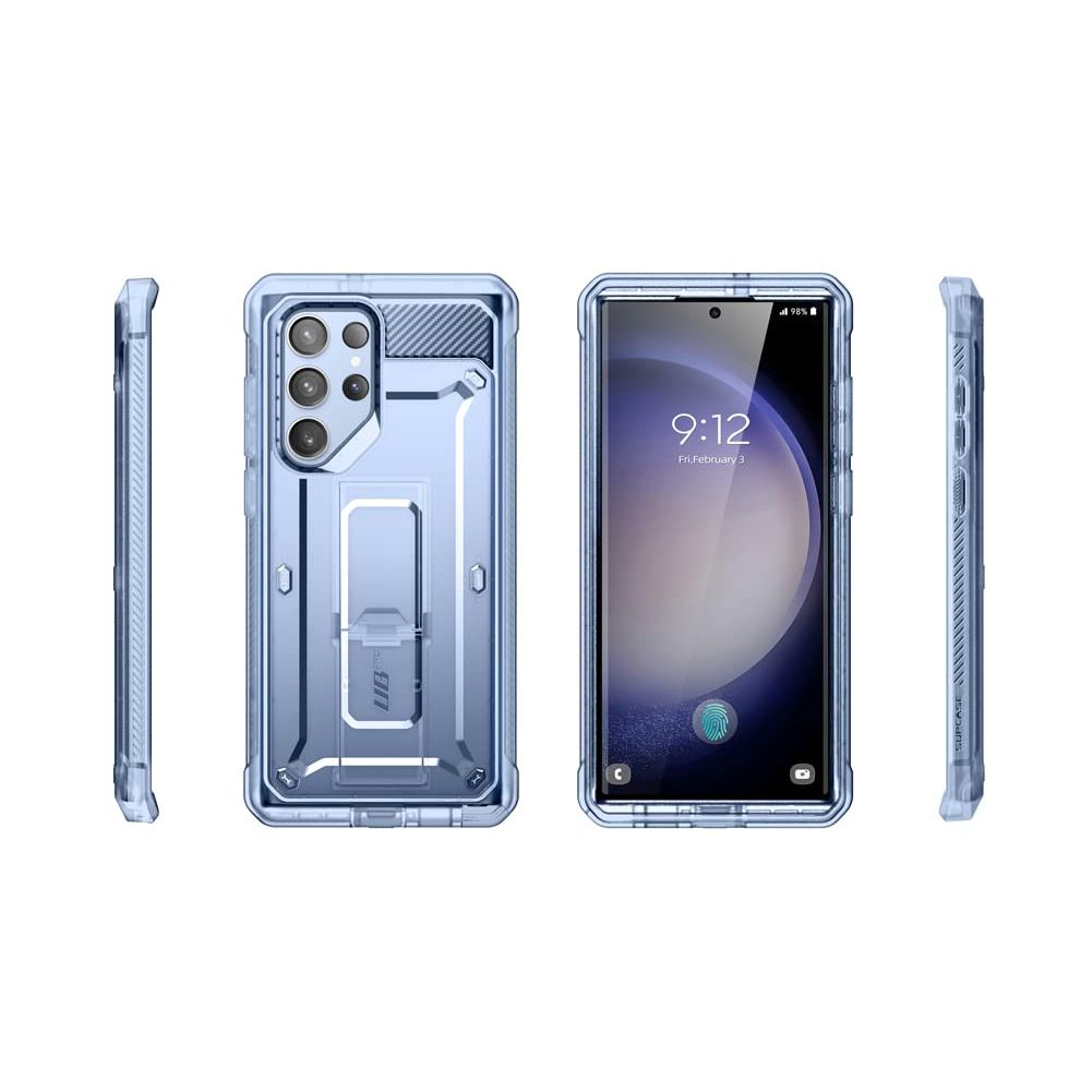 SUPCASE for Samsung Galaxy S23 Ultra Case with Stand, [Unicorn Beetle Pro] [2 Front Frames] [Built-in Screen Protector & Belt-Clip] Military-Grade Protection Phone Case for Galaxy S23 Ultra, Black - DOKUTRONIX