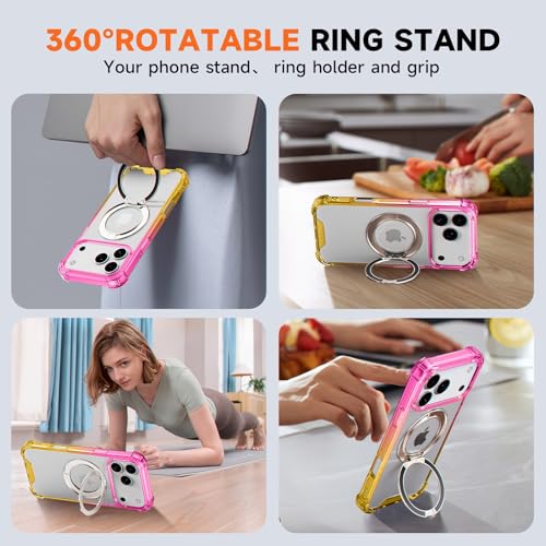 MagSafe Clear Ring Stand Case for iPhone 17 Pro Max – Blue/Purple