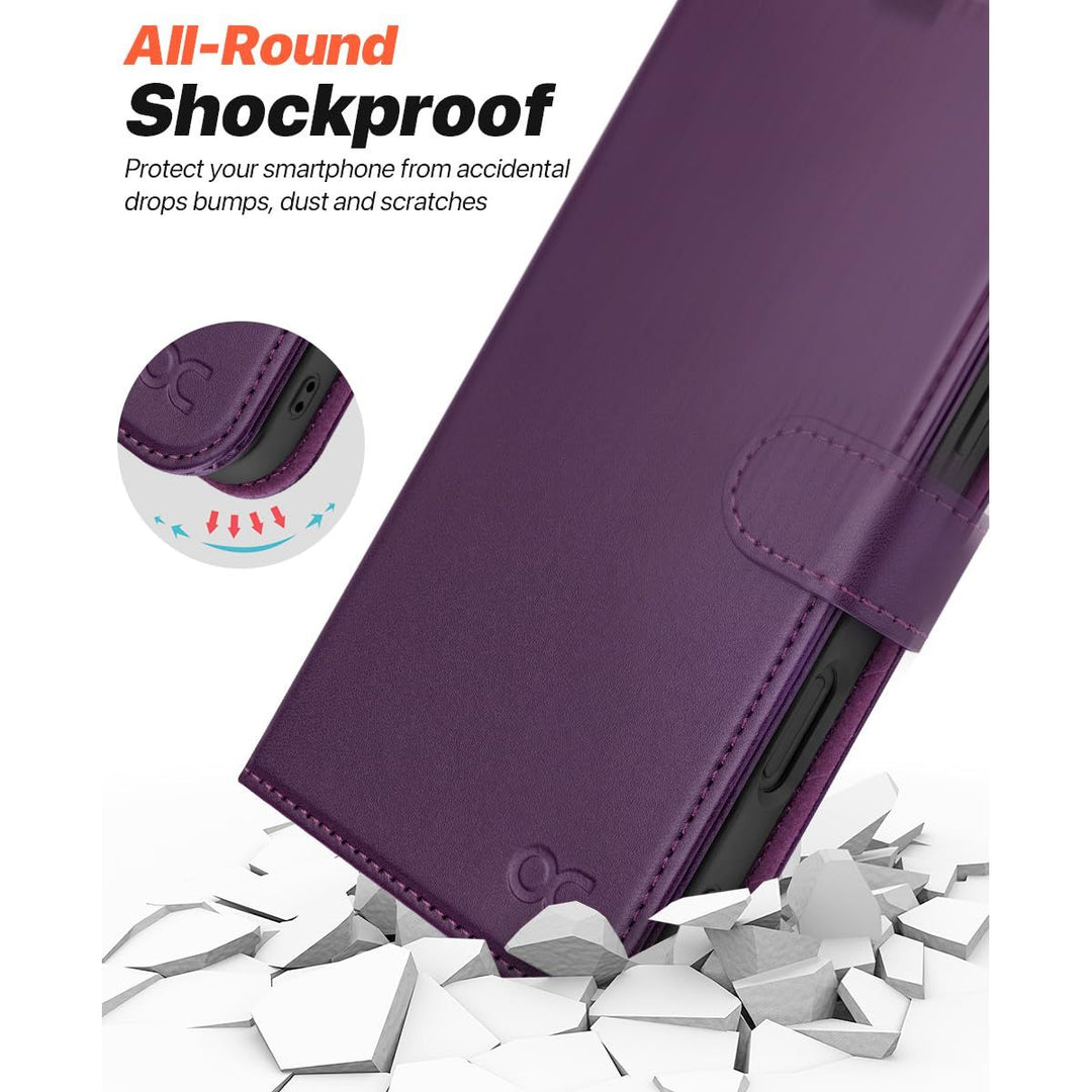 OCASE iPhone 16 Pro Detachable Wallet Case – PU Leather, RFID Blocking (Ice Blue)