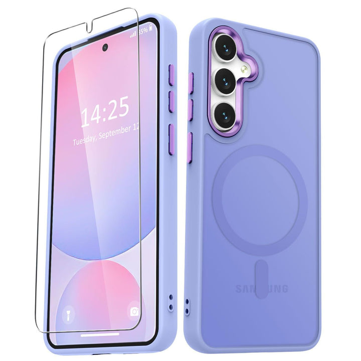 for Samsung Galaxy S24 FE Case, Matte Magnetic Phone Case with 1 Screen Protector, Support for Magsafe, Translucent Frosted Slim Shockproof Protective Cover for Samsung Galaxy S24 FE, Navy Blue - DOKUTRONIX
