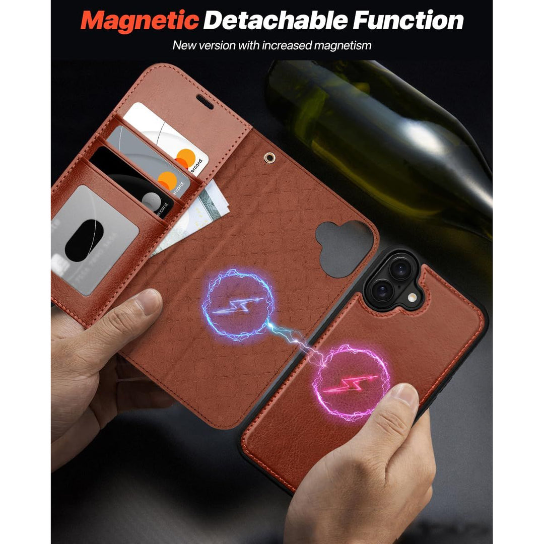 OCASE iPhone 16 Pro Detachable Wallet Case – PU Leather, RFID Blocking (Ice Blue)