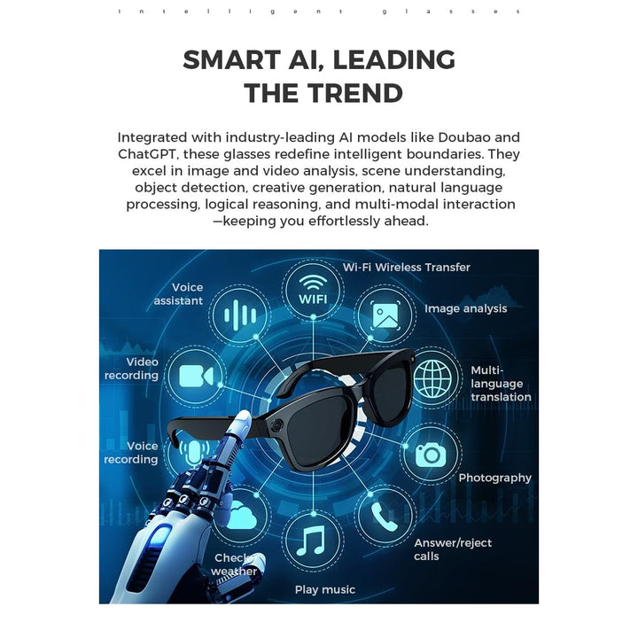 VisionPro AI Glasses: Smart, HD, Translate, Record!