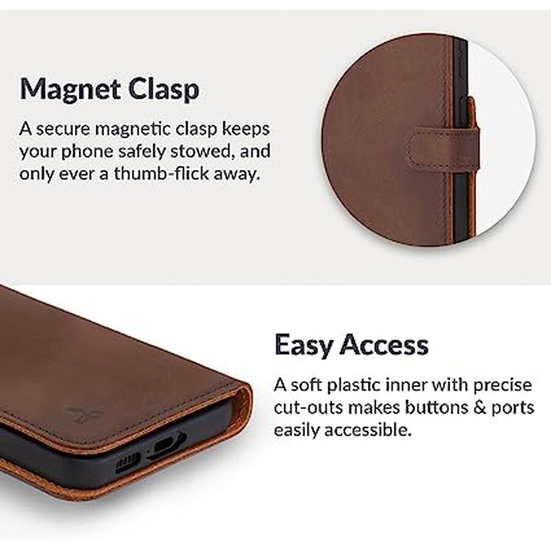 Snakehive Brown Leather Wallet Case for Galaxy S23 - DOKUTRONIX