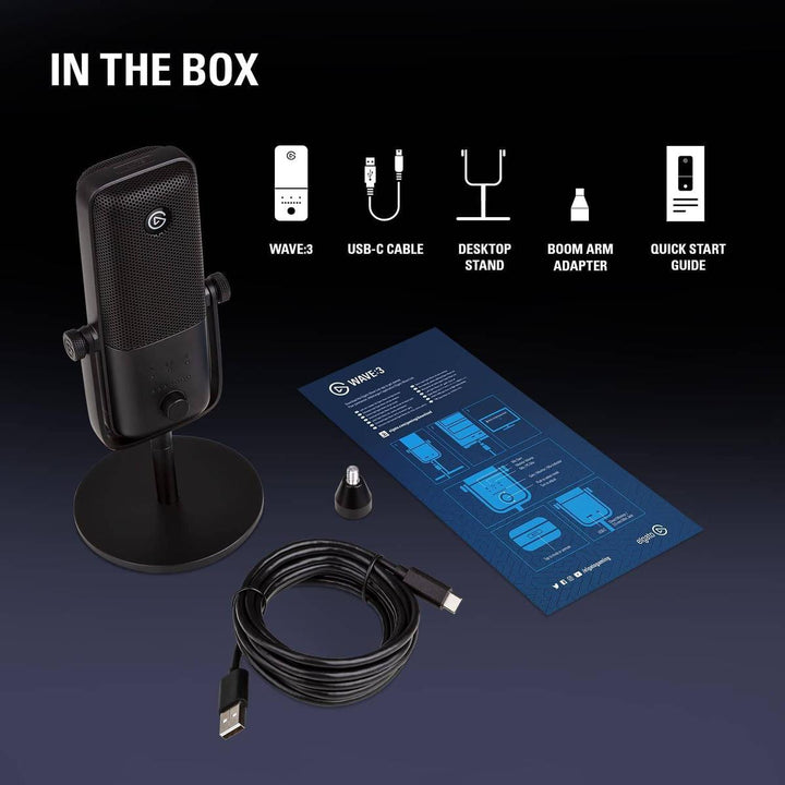 Wave:3 Black USB Mic - DOKUTRONIX