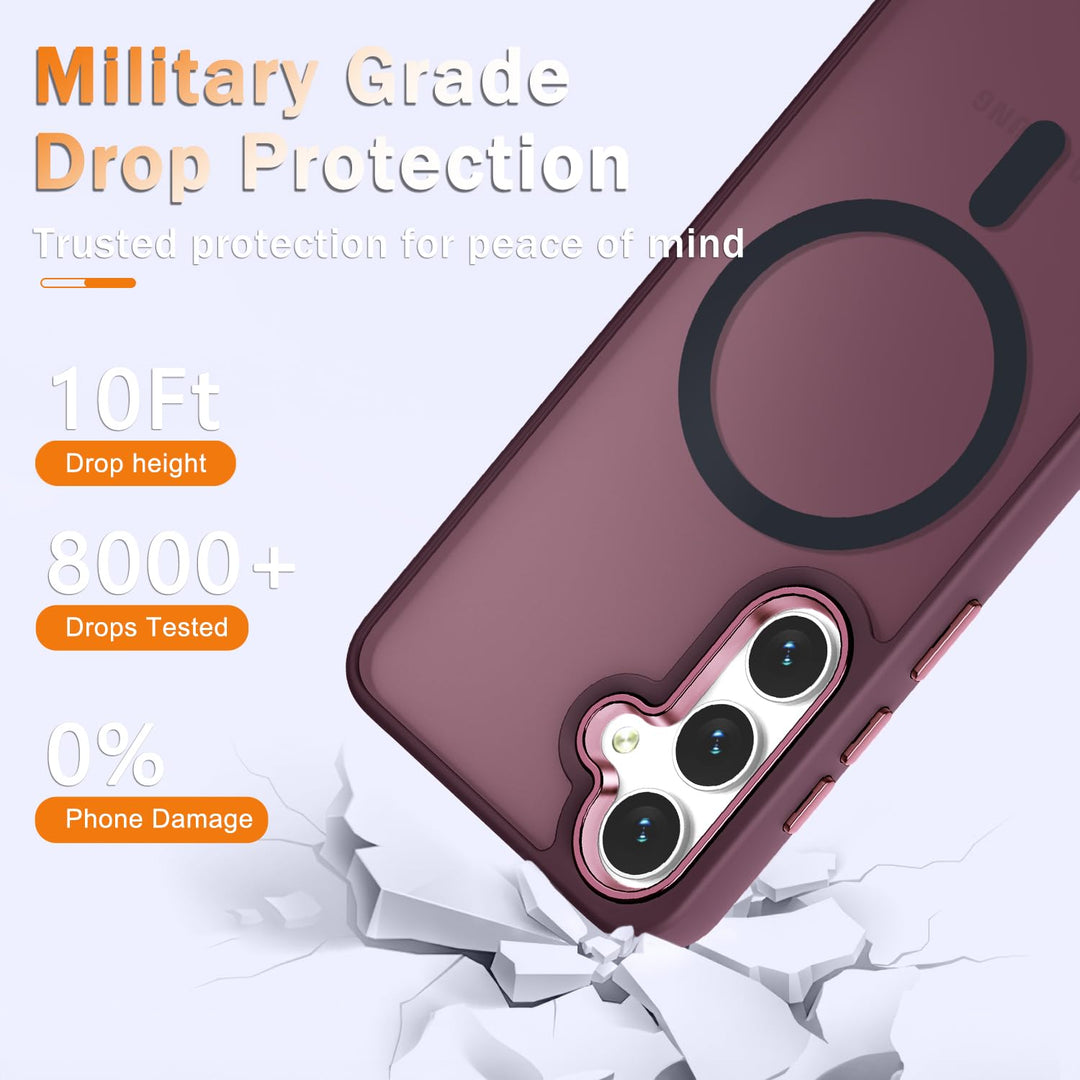 for Samsung Galaxy S24 FE Case, Matte Magnetic Phone Case with 1 Screen Protector, Support for Magsafe, Translucent Frosted Slim Shockproof Protective Cover for Samsung Galaxy S24 FE, Navy Blue - DOKUTRONIX