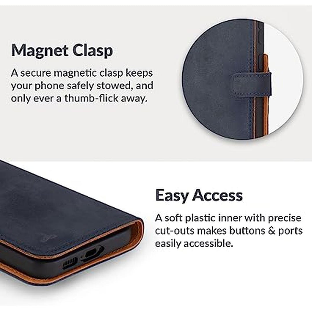 Snakehive Navy Leather Wallet Case for Galaxy S23 - DOKUTRONIX