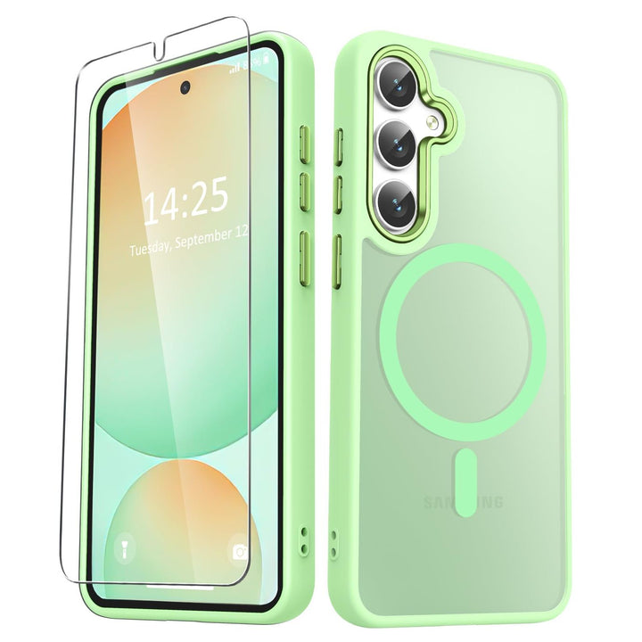 for Samsung Galaxy S24 FE Case, Matte Magnetic Phone Case with 1 Screen Protector, Support for Magsafe, Translucent Frosted Slim Shockproof Protective Cover for Samsung Galaxy S24 FE, Navy Blue - DOKUTRONIX