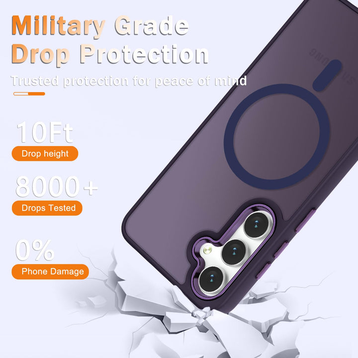 for Samsung Galaxy S24 FE Case, Matte Magnetic Phone Case with 1 Screen Protector, Support for Magsafe, Translucent Frosted Slim Shockproof Protective Cover for Samsung Galaxy S24 FE, Navy Blue - DOKUTRONIX