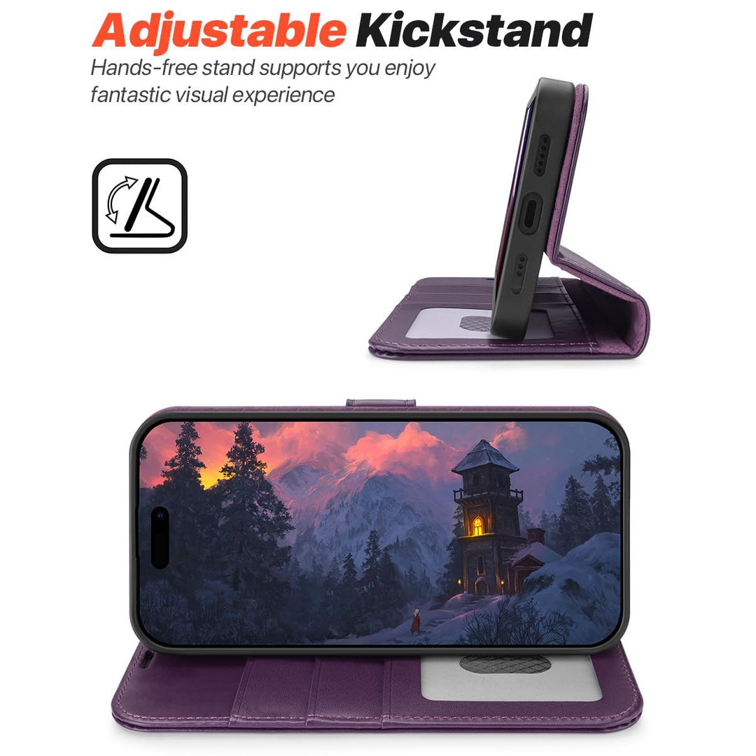 OCASE iPhone 16 Pro Detachable Wallet Case – PU Leather, RFID Blocking (Ice Blue)