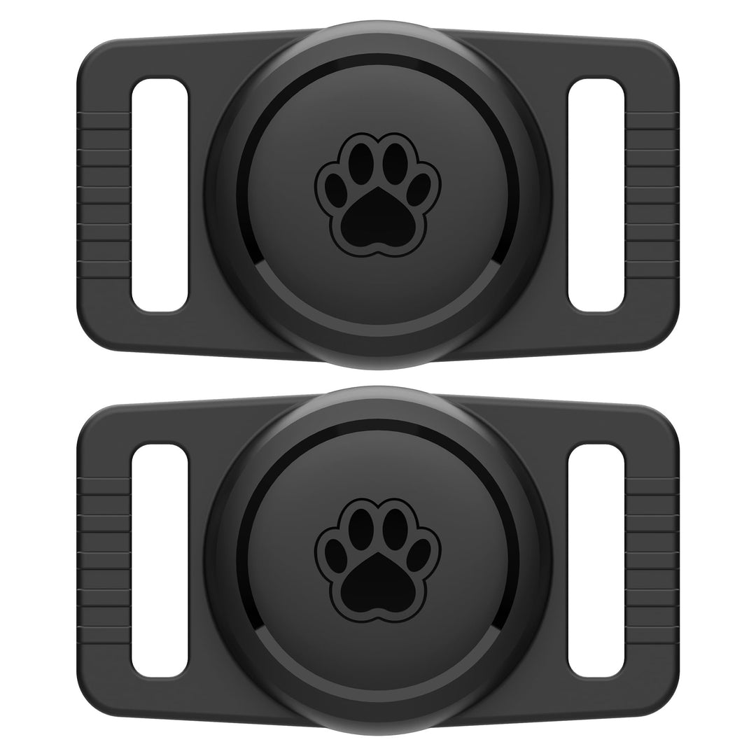 2-Pack Waterproof AirTag Dog Collar Holders – Black Silicone - DOKUTRONIX