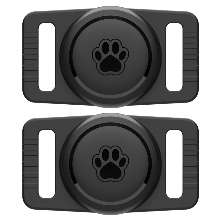 2-Pack Waterproof AirTag Dog Collar Holders – Black Silicone - DOKUTRONIX