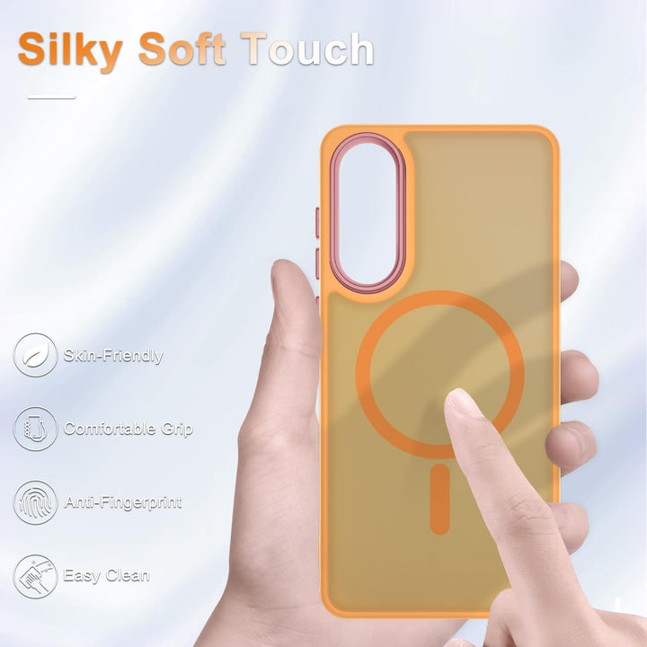 for Samsung Galaxy S24 FE Case, Matte Magnetic Phone Case with 1 Screen Protector, Support for Magsafe, Translucent Frosted Slim Shockproof Protective Cover for Samsung Galaxy S24 FE, Navy Blue - DOKUTRONIX