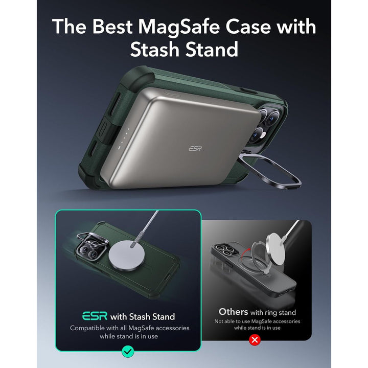 ESR Cyber Series MagSafe Stand Case, 23ft Drop, Green