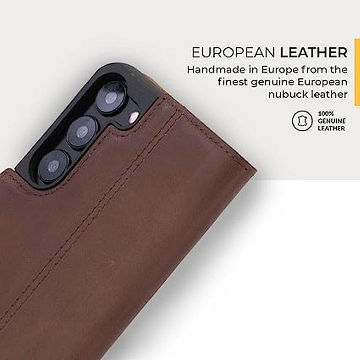 Snakehive Brown Leather Wallet Case for Galaxy S23 - DOKUTRONIX