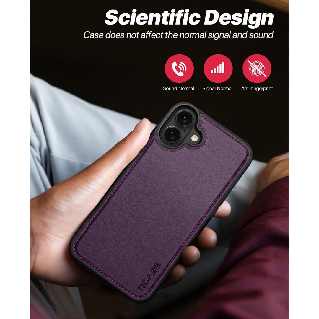 OCASE iPhone 16 Pro Detachable Wallet Case – PU Leather, RFID Blocking (Ice Blue)